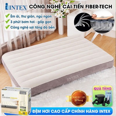 Đệm hơi INTEX màu Kem công nghệ mới - Mẫu mới