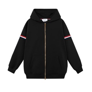 Áo Khoác Hoodie Thom Browne Zip Dây Đỏ Nón 2 lớp Chất Nỉ Chân Cua Dày Dặn Full Tag Mạc - Mẫu 02