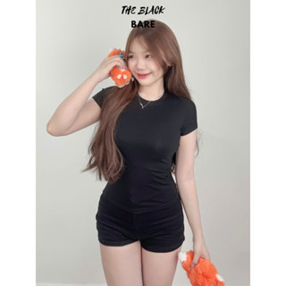 Áo Thắt Eo Ôm Body Chất Thun Gân Hàn Quốc The Black Bare_AT011 Tay Ngắn