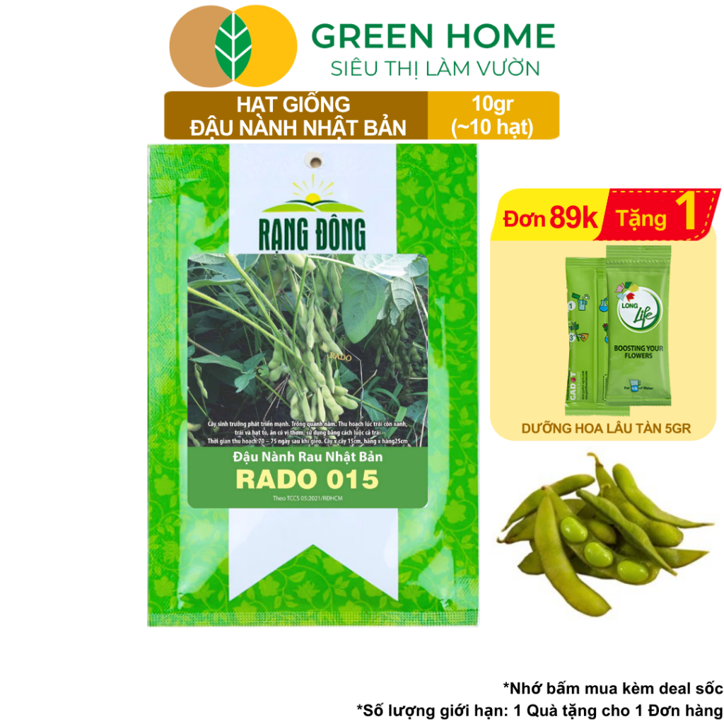 Hạt Giống Đậu Nành Rau Nhật Bản GreenHome, Gói 10g~10 hạt, Dễ Trồng Quanh Năm, Nảy Mầm Cao T36