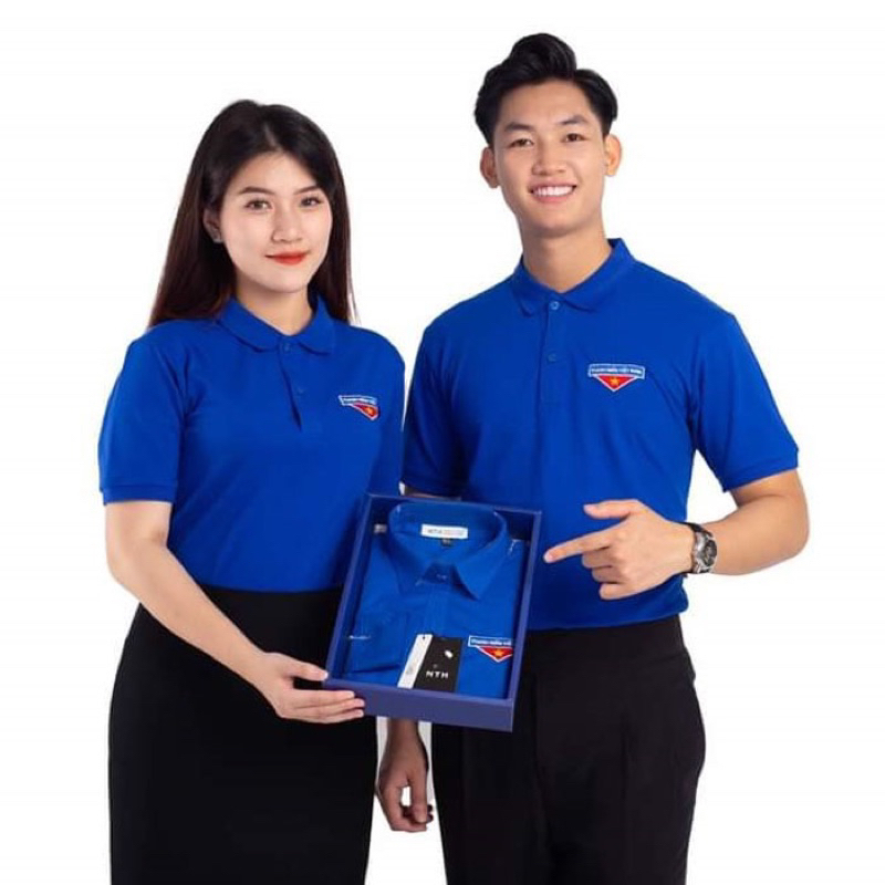  Áo thun đoàn thanh niên Việt Nam nam nữ vải cá sấu poly thái đẹp cổ bẻ thoáng mát may kỹ đủ size logo in,Form nhỏ ôm 