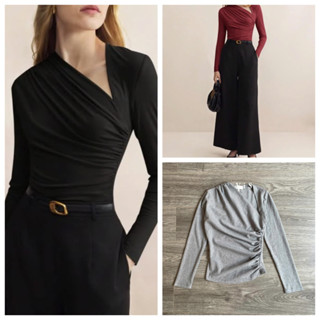  Vis Store - Áo thun gân tay dài lệch vai ôm eo 