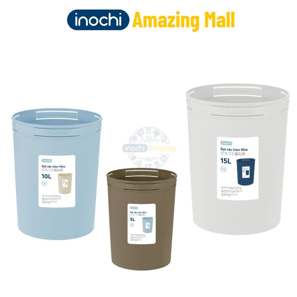 Sọt rác Inochi Hiro 5L/10L/15L nhỏ gọn bền đẹp dung trong nhà tắm, nhà bếp, phòng ngủ Inochi Amazing