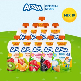 Thùng 10 Gói Trái cây nghiền mix vị Agusha 90g/gói dành cho bé từ 6 tháng trở lên