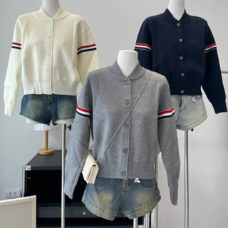 Áo Khoác Thome Browe Phối Sọc Tay 2 Bên Chất Cực Dày Dặn Phong Cách Nhẹ Nhàng Đơn Giản - Áo Cadigan Thome Hottrend 2025