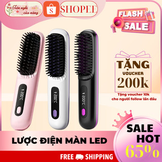 Lược Điện Chải Tóc Không Dây Ion Âm Màn LCD, Chăm Sóc Tóc Suôn Mượt, Nhỏ Gọn Để Vừa Túi Xách