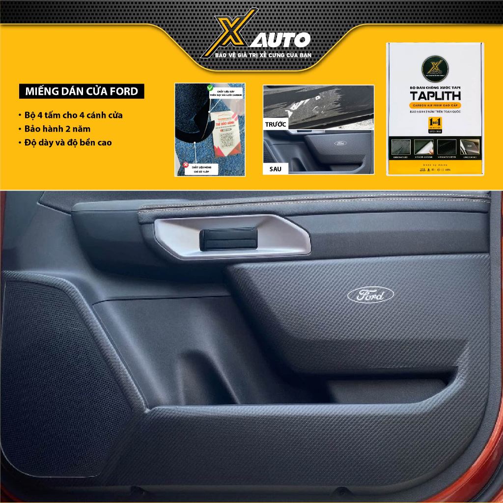 Bộ Dán Chống Xước Tapli Carbon Air Fiber, Miếng Dán Tapli Chống Xước Ford, X AUTO - Bảo Vệ Giá Trị Xế Cưng Của Bạn