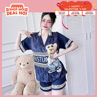 Bộ đồ ngủ nữ pijama, đồ bộ mặc nhà lụa xước cộc đùi thiết kế dễ thương CĐ6