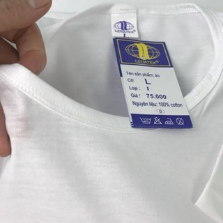 Áo lót nam có tay cotton trắng hàng LEDATEX, áo phông trơn trắng cổ tròn mặc ngủ đông xuân nam