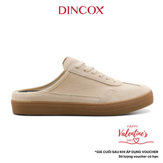 Giày Sục Đạp Gót Mules Vải Sneaker Unisex Nam Nữ DINCOX DC37 Lazy Mule Beige