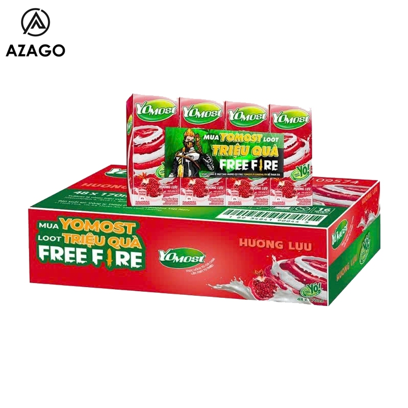 THÙNG  48 HỘP SỮA YOMOST CAM / DÂU  HỘP 170ml - AZAGO