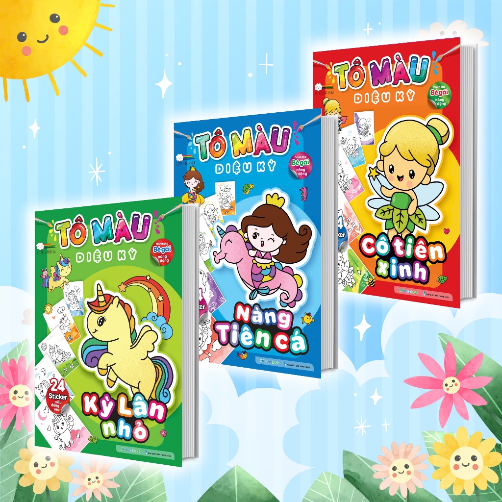 Sách Combo Tô màu diệu kỳ (3 Cuốn) (72 Stickers)