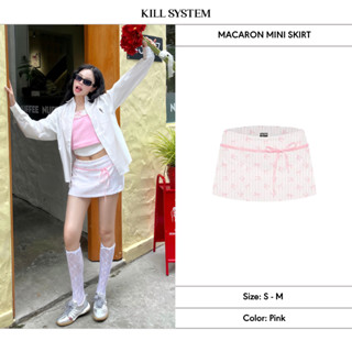 [GIẢM 60%] Chân váy ngắn cạp trễ hoạt tiết nơ Macaron dây nơ Kill System