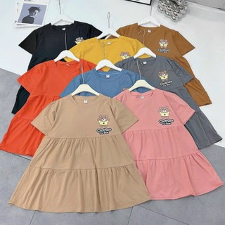 Áo bầu cotton cộc tay dáng babydoll gấu ngực - A039 (Áo Bầu)