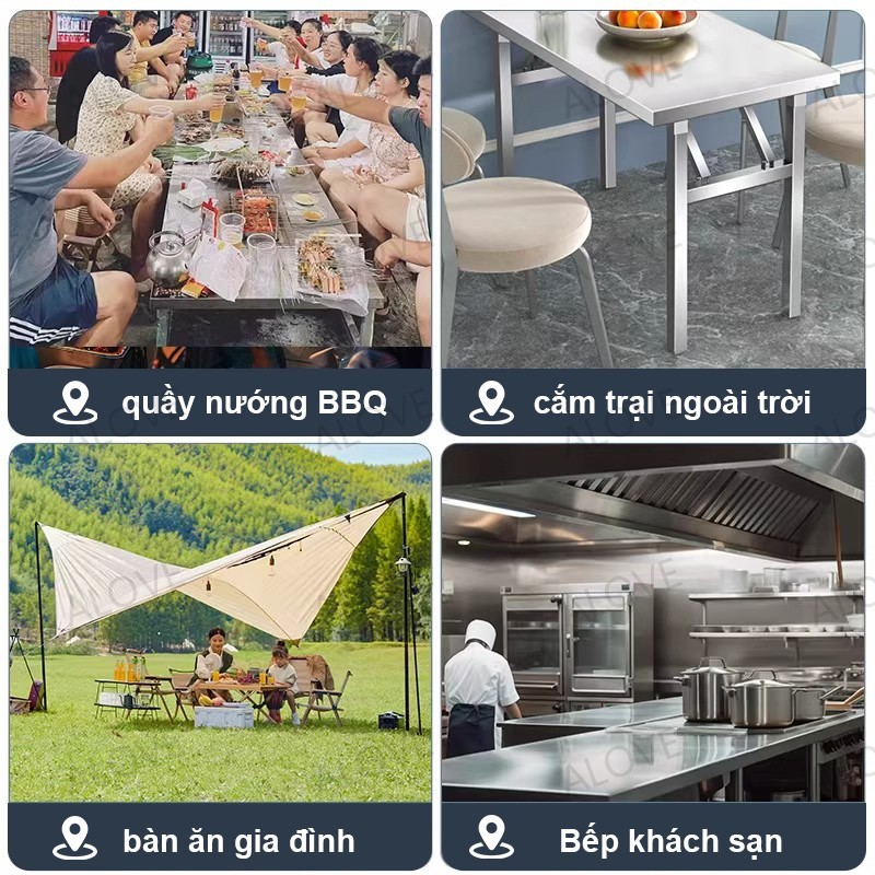 ALOVE Bàn Gấp Inox Chống Gỉ Đa Năng Phù Hợp Cho Văn Phòng Nhà Bếp Ngoài Trời Chất Liệu Hợp Kim Titan | BigBuy360 - bigbuy360.vn