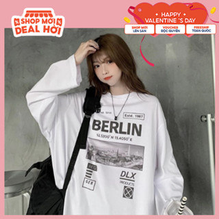 Áo thun dài tay nam nữ, áo phông dài tay unisex form rộng chất cotton dày đẹp in hình BERLIN