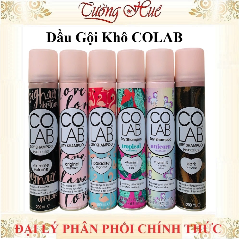 Dầu Gội Khô CoLab Dry Shampoo Nhiều Mùi Hương - 200ml (Có Lựa Chọn)
