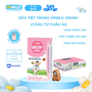   Thùng 48 hộp 110ml  Sữa VPMIlk Grow+ Dâu,sữa giúp bé phát triển toàn diện 