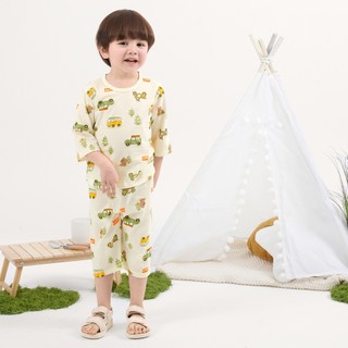 Bộ pijama lửng Olomimi bé trai Camper Van, nhập khẩu Hàn Quốc, chất 100% Cotton Jaqcuard