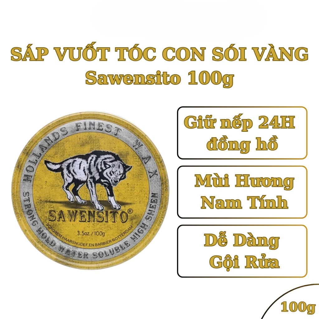 Sáp vuốt tóc Nam SAWENSITO Sói 100g,Wax Vuốt Tóc Nam thơm tạo Kiểu Và Giữ nếp,Chất Sáp tóc khô Clay