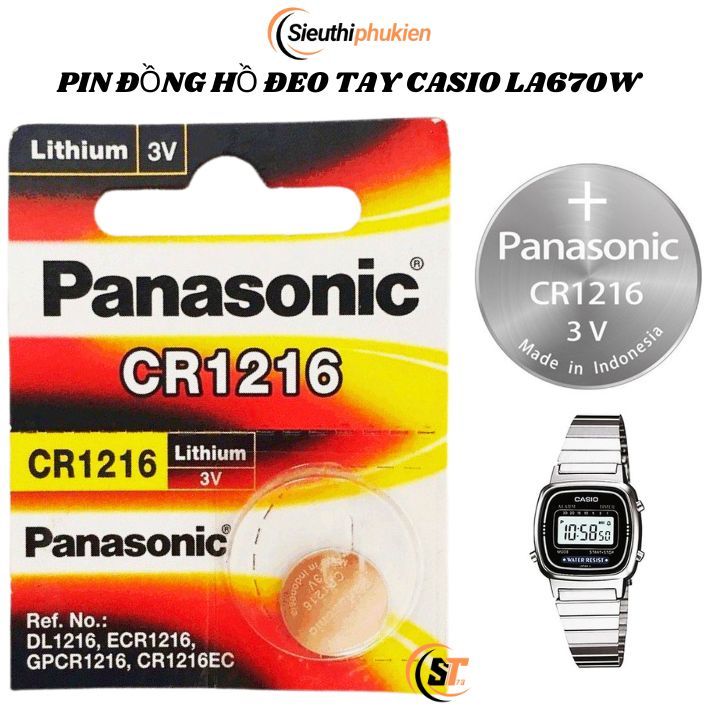 Pin đồng hồ đeo tay CASIO LA670W LA670WGA CR1216 xịn siêu bền, pin thay đồng hồ casio vintage