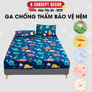 Ga Chống Thấm Bảo Vệ Nệm Cotton Cao Cấp A Concept Decor Ga Giường Chống Thấm Nước Dễ Vệ Sinh Thoáng Khí 1m6x2m/1m8x2m