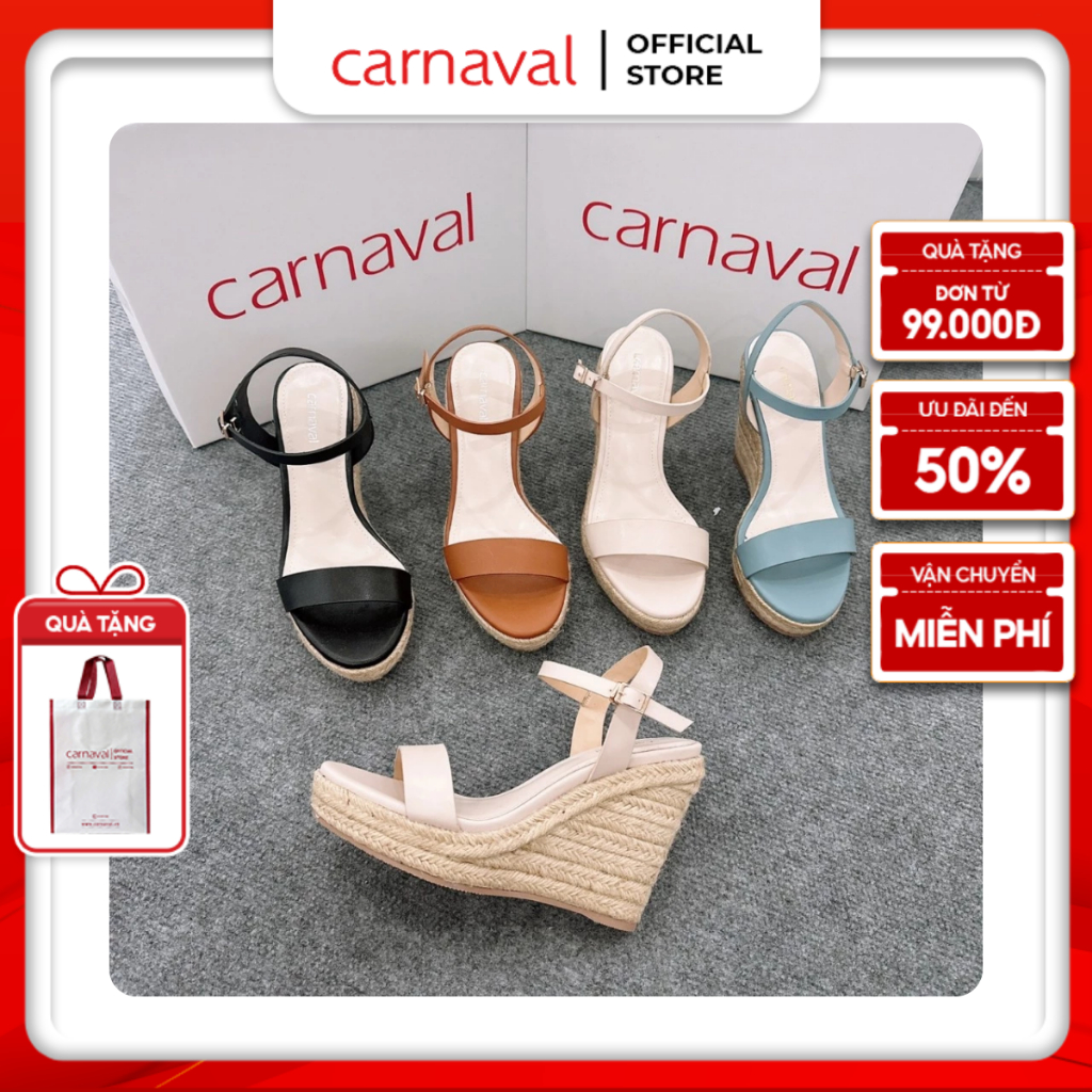 Dép xuồng đế cói quai ngang Carnaval cao 11 phân siêu xinh - Siêu cao - VS15