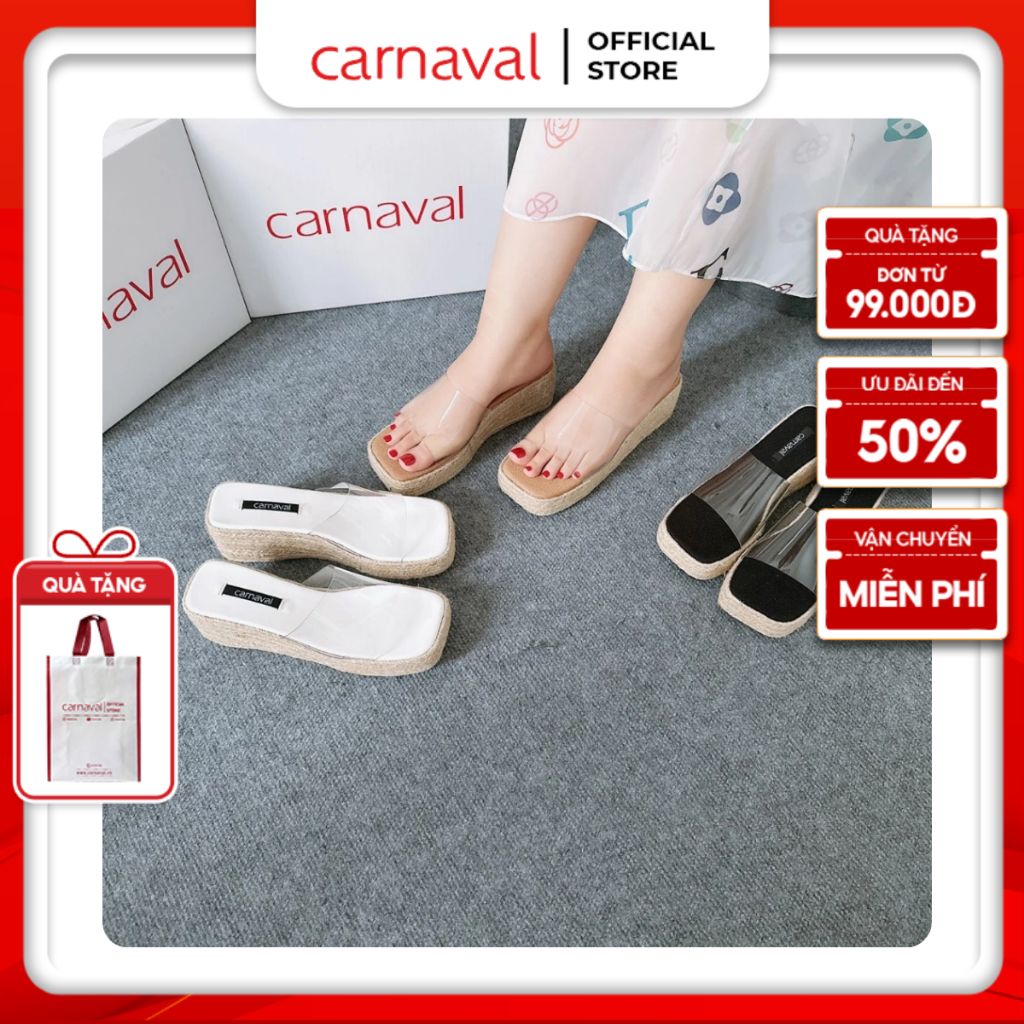 Dép Xuông Đế Cói Carnaval Quai Trong Cao 5p Siêu Xinh - Phong Cách Đơn Giản, Thanh Lịch - VS16