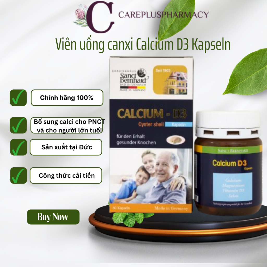 ✅[Chính hãng Đức] Viên uống canxi Calcium D3 Kapseln (60 viên)