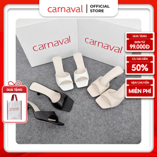 Dép Nữ Cao Gót 5p Carnaval Mũi Vuông, Quai Ngang Da Cao Cấp, Nâng Niềm Kiêu Hãnh Phái Đẹp - VS32