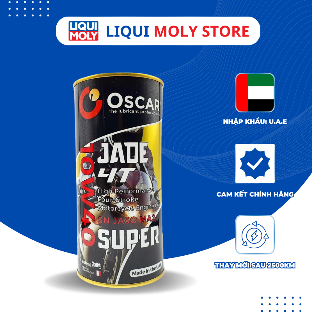 Nhớt tổng hợp 100% Oscar Jade 4T 10w40 cho xe số, côn tay PKL...