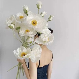   CÀNH DÀI ĐẸP NHƯ THẬT  HOA ANH TÚC lụa decor trang trí nhà cửa. Hoa poppy giả phụ kiện chụp ảnh đẹp 