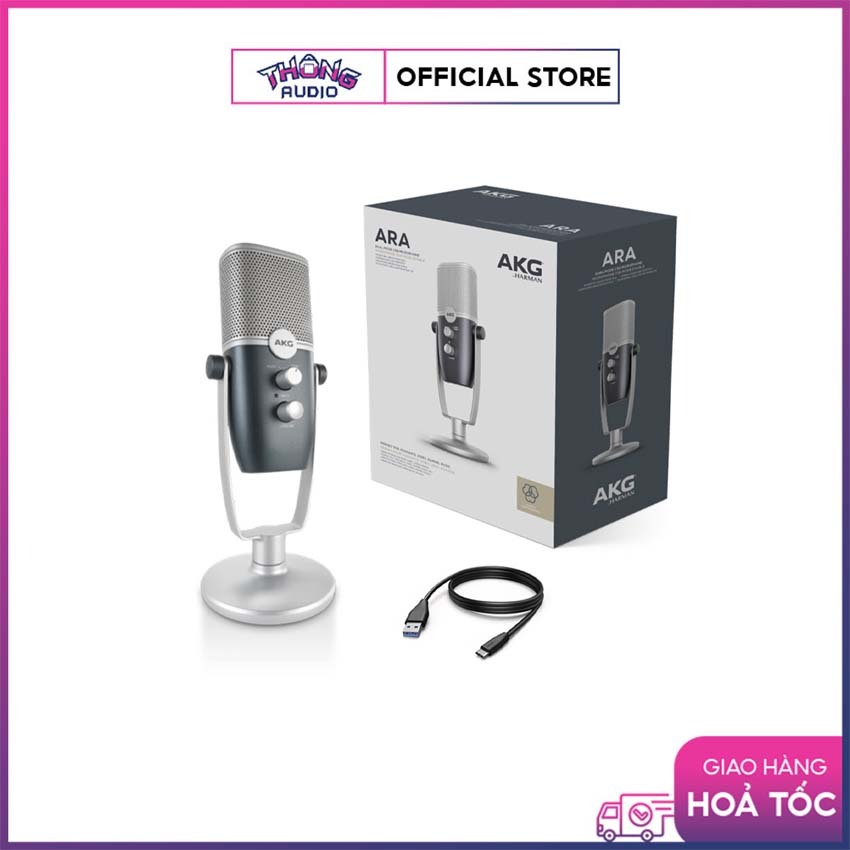 Micro thu âm AKG Ara C22 USB, micro sử dụng cổng USB, độ phân giải 24bit/96kHz