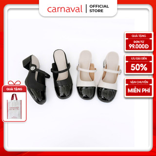 Dép Sục Nữ Carnaval Đế Vuông Cao 3cm Có Quai Ngang Trang Trí Khóa Siêu Sang - VS98