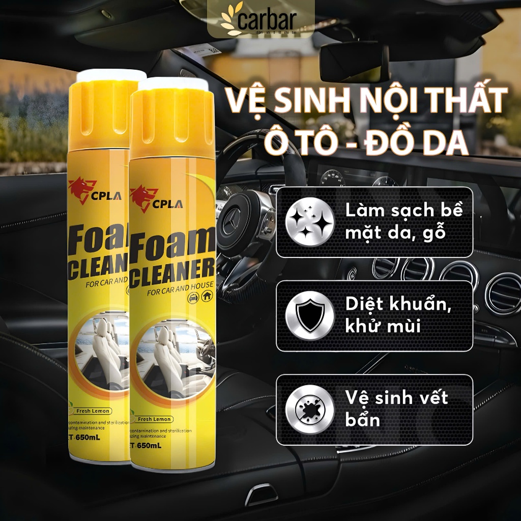 Chai Xịt Bọt Vệ Sinh Ô Tô, Vệ Sinh Sofa, Đồ Da, Giày Dép Đa Năng, Làm Sạch Và Khử Mùi Nội Thất