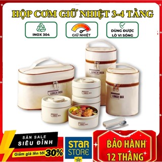 Hộp cơm giữ nhiệt Lunch Box Hộp đựng cơm văn phòng Tặng Túi, Cà mên giữ nhiệt dùng được trong lò vi sóng