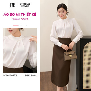 Áo Sơ Mi Trắng Công Sở Nữ FACI Daria Shirt Thiết Kế Cổ Tròn Đính Ngọc, Vải Lụa Mềm Mại Thanh Lịch AC240705/ AC240709