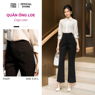 Quần Dài Nữ Ống Loe Công Sở FACI Cạp Cao, Chất Liệu Tuyết Mưa Thái Tôn Eo Hack Dáng FA237