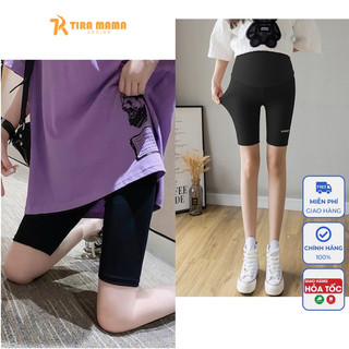  Quần bầu Quần đùi bầu TIRA MAMA Q1456 legging đùi công sở mặc váy đẹp cho bà bầu cạp chun co giãn 