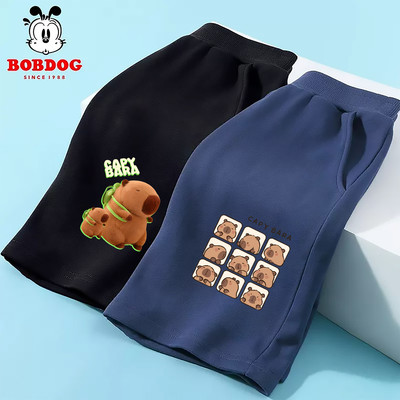 Quần đùi bé trai BOBDOG quần trẻ em chất da cá cạp chun thể thao in hình capybara 10-34kg cho bé
