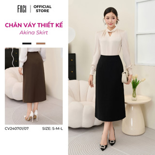 Chân Váy Công Sở FACI Akina Skirt Dáng Dài A Cạp Cao Chất Liệu Cao Cấp Sang Trọng Màu Nâu - Đen CV240701/CV24707