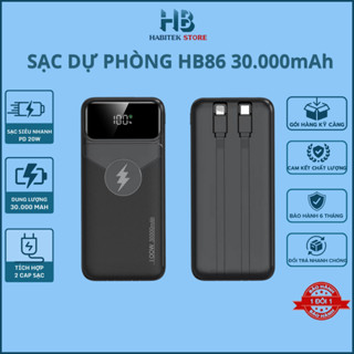 Sạc Dự Phòng 30000mAh HABITEK HB86 Công Suất 100W, Hỗ Trợ Sạc Nhanh Cho Mọi Dòng Điện Thoại