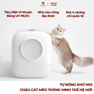 Nhà vệ sinh cho mèo thông minh hút mùi tự động khử khuẩn tia UV 3 in 1, chậu khay cát mèo khử mùi - Fairy Marina