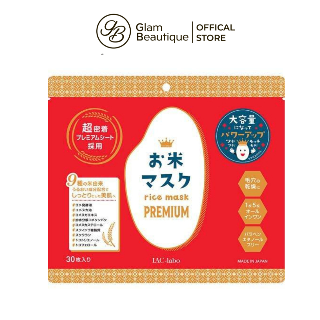 IAC-Labo MặTnạ Tc Từ 9 LoạI Gạo  Nhật Cao CấP 30 Miếng - Glame Beautique