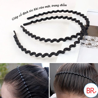 Set 5 Bờm tóc cho nam nữ phong cách cá tính màu đen gợn sóng lò xo - 00040