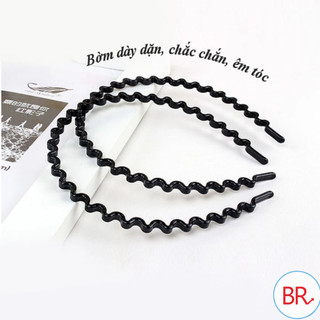 Set 5 Bờm tóc cho nam nữ phong cách cá tính màu đen gợn sóng lò xo - 00040