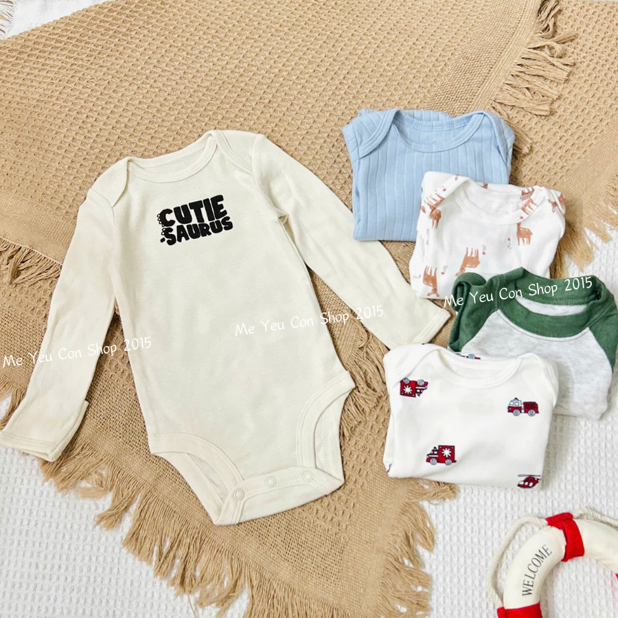 [12-24m] Body Chip TAY DÀI Cotton Mềm Mịn, Co Giãn, Thấm Hút Tốt Cho Bé 10-13kg - Hàng Xuất Dư