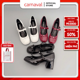  Giày Búp Bê Lolita Carnaval Đế Vuông Cao Gót 6cm - Thiết Kế Vintage Da Bóng Sang Trọng - VS109 