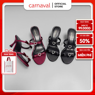 Dép Cao Gót 7cm - 9cm Carnaval Kiểu Dáng Sang Trọng, Gắn Trái Tim Lấp Lánh - VS113