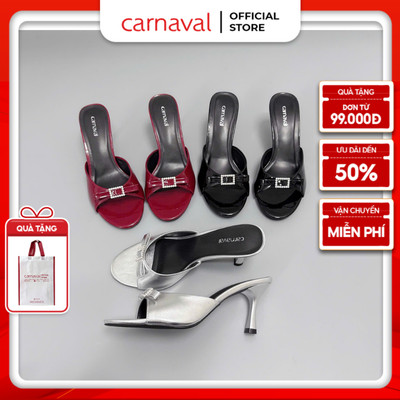 Dép Cao Gót Nữ Carnaval Gót Cao 7cm - 9cm Siêu Tôn Dáng Thiết Kế Đính Nơ và Đá Pha Lê - VS114